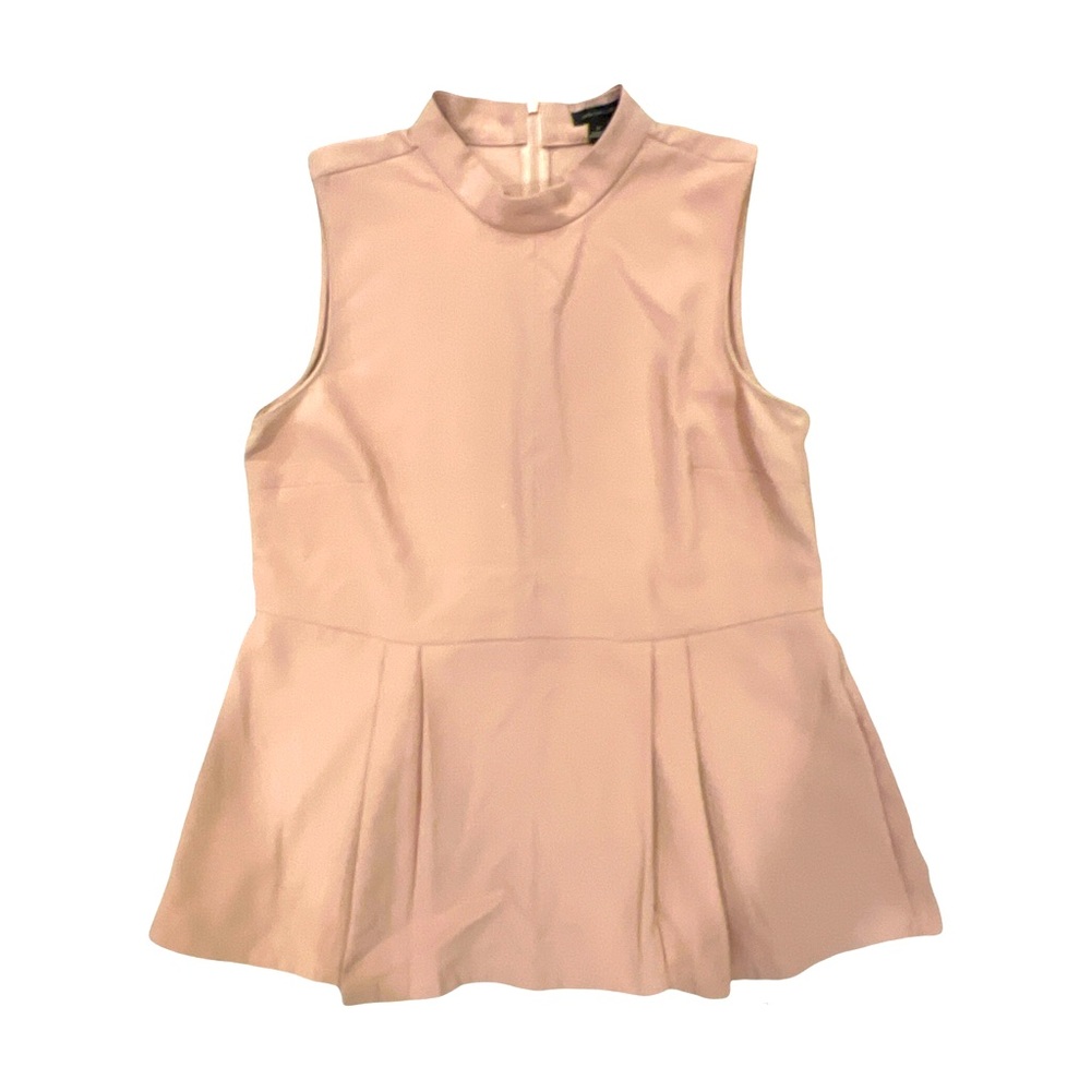 Faux Leather Sleeveless Mock Neck Peplum Top